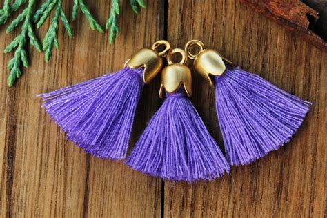 Purple Cotton Tassel With Gold Cap 25cm Jewelry Earring Etsy