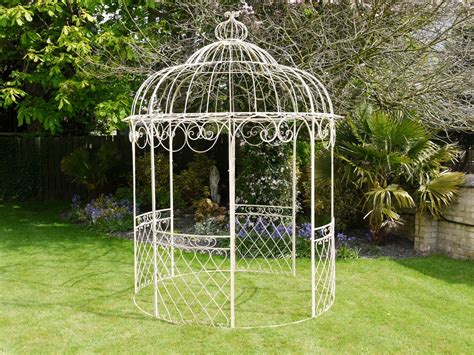 A rare 1920s french faux bamboo garden bench crafted in wrought iron with latticework metal seat. Cream Wrought Iron Garden Gazebo - The Somerset Shop ...