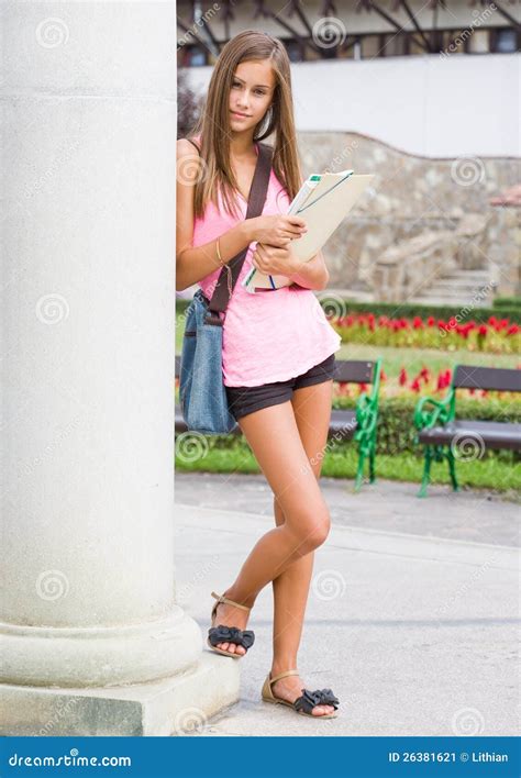 Very Cute Young Student Girl Outdoors Stock Image Image 26381621