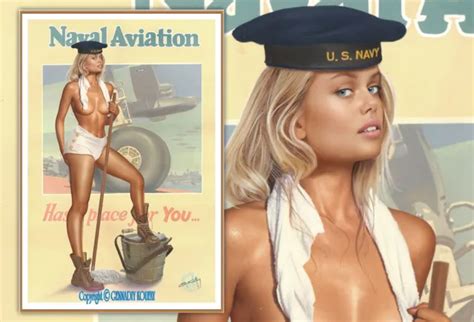 ORIGINAL KOUFAY WW2 Navy Aviation Pin Up Wwii Art Girl Woman Pinup