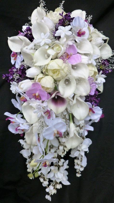 A simple and beautiful bouquet of pink orchids for a gorgeous and bold look. Cascading, round peony, calla, tulip, lilac, orchid bridal ...