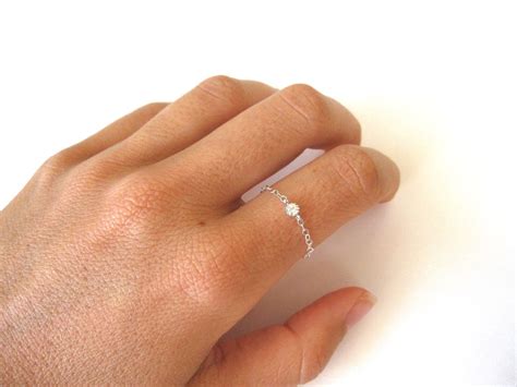 Delicate Ring Thin Sterling Silver Rings Chain Ring Tiny Etsy