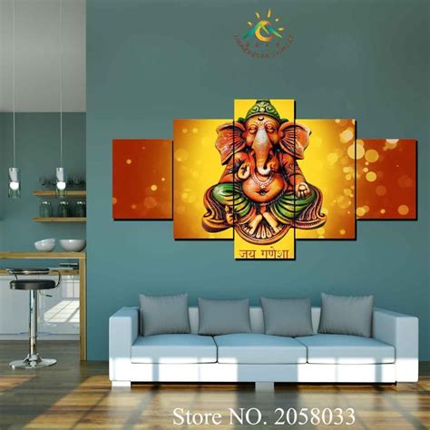 3 4 5 Pieces Ganesh Lord Pictures Modern Wall Art Canvas Printed