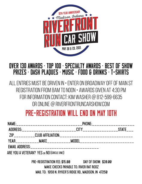 2021 registration riverfront run car show madison in
