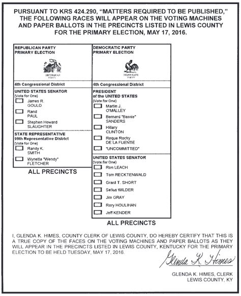 Primary Election Sample Ballot The Lewis County Herald