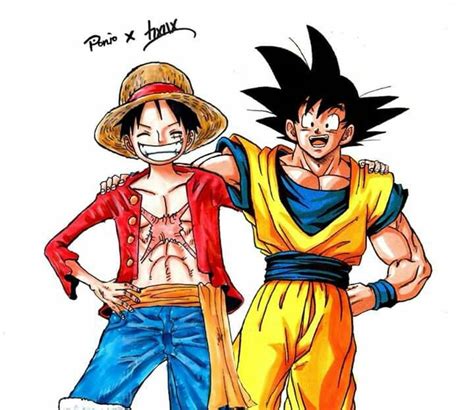 Luffy And Goku Anime Crossover Anime Dragon Ball Goku