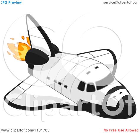 Clipart White Space Shuttle With Flames Royalty Free Vector