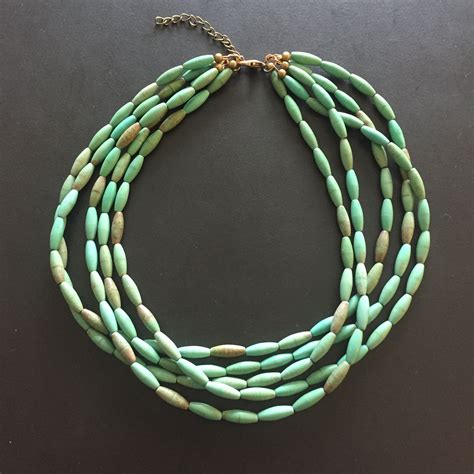 Turquoise Statement Necklace Multi Strand Turquoise Necklace