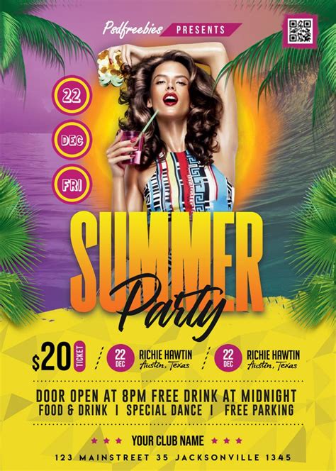 Hot Summer Party Flyer Design Psd
