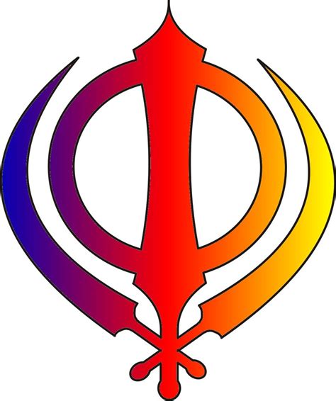 Sikh Symbol Khanda Multicoloured Red Yellow And Blue