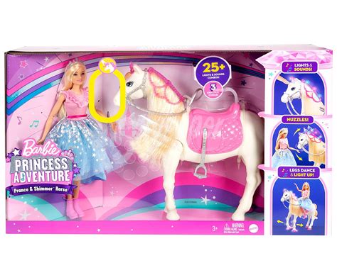 barbie princess adventre muñeca princesa y caballo prance and shimmer con canciones luces y