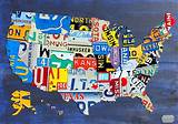Pictures of License Plate Usa Map Metal