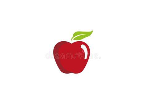 Red Apple With Green Leaf For Logo Design Illustration Stock