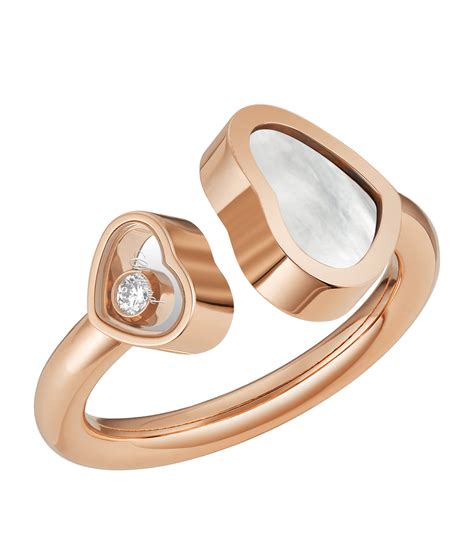 Chopard Rose Gold And Diamond Happy Hearts Ring Harrods US