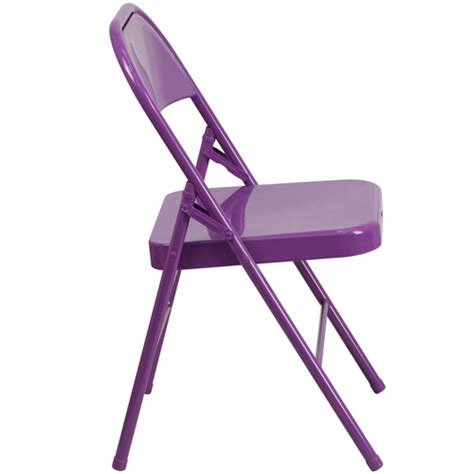 Due to different light settings the actual color might vary a bit from the pictures. Purple Folding Chair