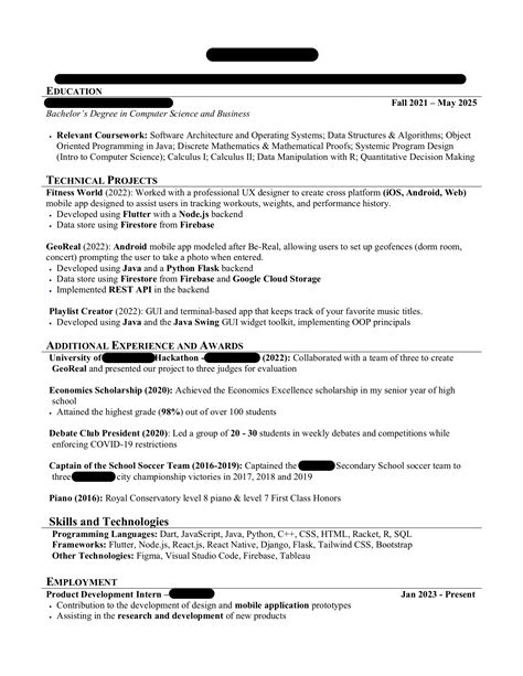 Software Engineering Resume looking for a Summer 2023 internship. Any