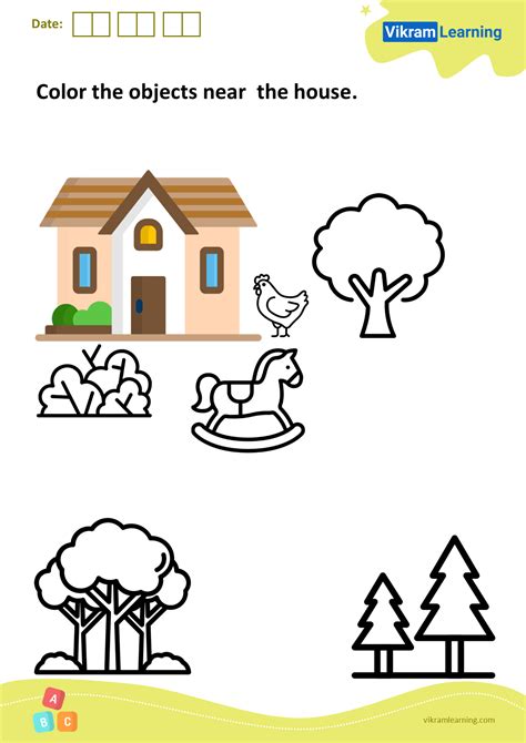 Download Color The Objects Near The House Worksheets