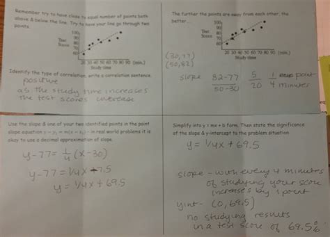 The line of best fit has two purposes in that it can help us understand the relationship between the two data sets, but it also allows us to right these worksheets explain how to read and interpret scatter plots. Beautiful Math: Unit 5 Scatter Plots, Correlation, and ...