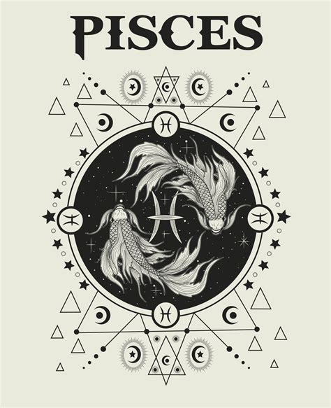 Illustration Pisces Zodiac Symbol Monochrome Style Vector Art At Vecteezy