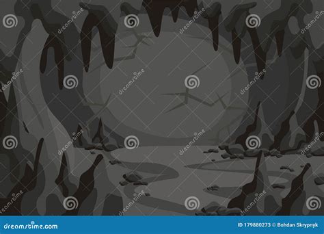 Cartoon Horror Cave Tunnel Landscape Vector Graphic Illustration Stock