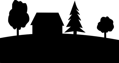 Farm Scene Silhouette Clip Art