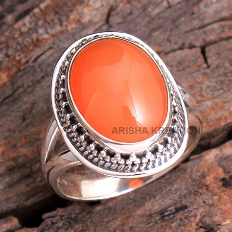Natural Carnelian Oval Shape Gemstone Ring For New Year Gift