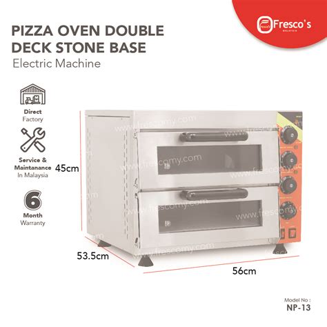 Commercial Pizza Oven Double Deck Stainless Steel Stone Ba