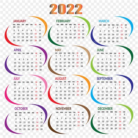 Gambar Latar Belakang Transparan 2022 Kalender Minggu Tahun Waktu