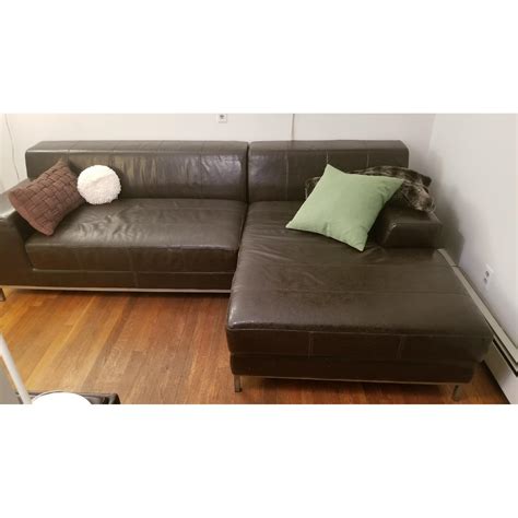 Ikea Kramfors Dark Brown Leather Sectional Sofa Aptdeco