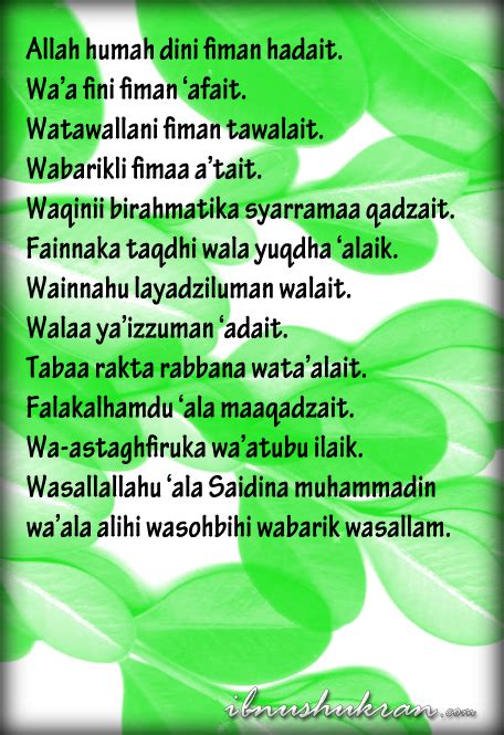 Doa iftitah dalam rukun shalat memang di baca pada awal rakaat setelah takbiratul ikhram. Bacaan Doa Qunut Dan Maksudnya | Ibnushukran