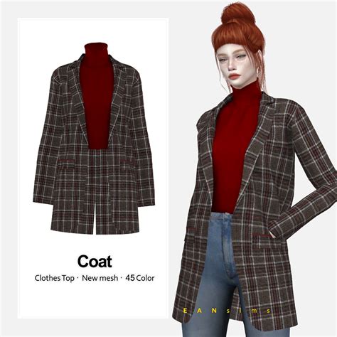 Sims 4 Cc Custom Content Clothing Plaid Coat Krasse Outfits Nike