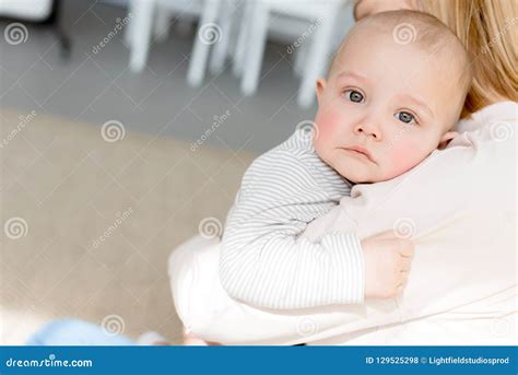 Infant Son Lying On Mothers Stock Photo Image Of Parent Parenthood