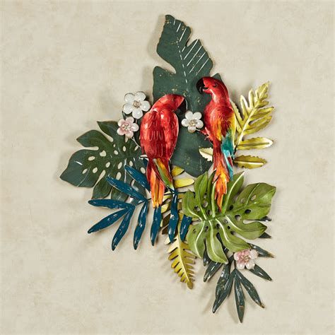 Island Parrots Tropical Metal Wall Art