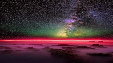 Starry night landscape HD wallpaper - backiee