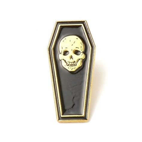 15x32mm Enamel Skullcoffin Pin Badge Gold Plated 1pc Beads And