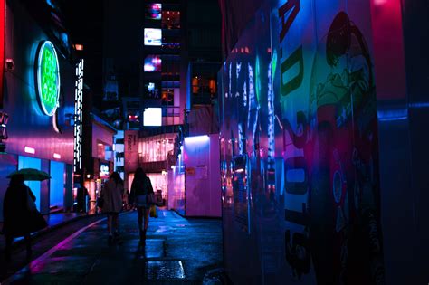 Purple Neon Lights Tokyo Desktop Wallpapers Wallpaper Cave