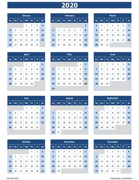 2020 Excel Calender ⋆ Calendar For Planning