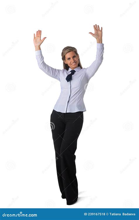 Business Woman Raising Her Arms In Joy Stock Photo Image Of Person