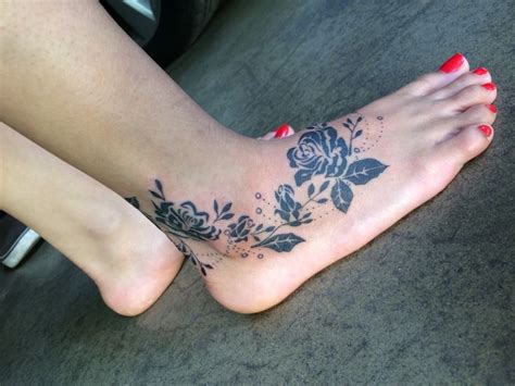 Rose Foot Tattoo Foot Tattoo Ankle Foot Tattoo Rose Tattoo Foot