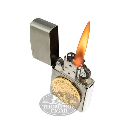 Zippo Army Emblem Brushed Chrome Lighter Thompson Cigar