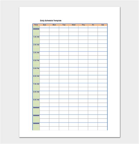 Microsoft Word Daily Schedule Template For Your Needs