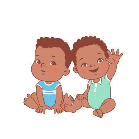 Cartoon Of The Cute Twin Baby Stock Photos Pictures And Royalty Free
