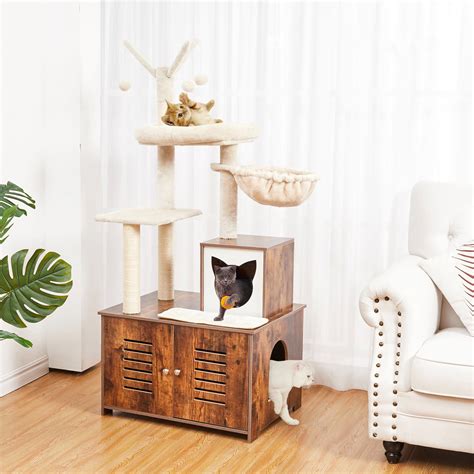 Cat Tower With Litter Box Enclosure62 Tall Cat Tree For Indoor Cats