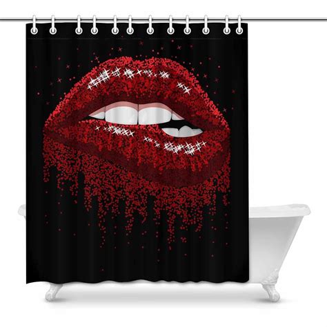MKHERT Fashion Sexy Red Lips Biting Sparkles Style Waterproof Shower