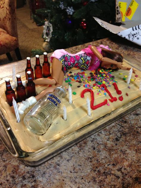 Drunk Passed Out Barbie Doll Wild Party Happy 21st Birthday Cake