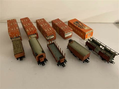 5 Pc Lot Of 1950s Vintage Marklin Trains Diecast Freight Wagons C6 C7
