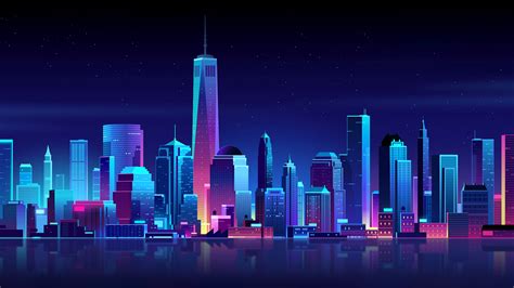 2560x1440 New York Buildings City Night Minimalism 1440p Resolution Hd