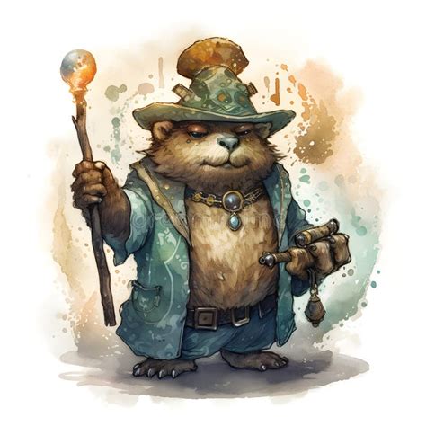 Wise Mystical Wizard Bear Ai Generative Illustration Stock