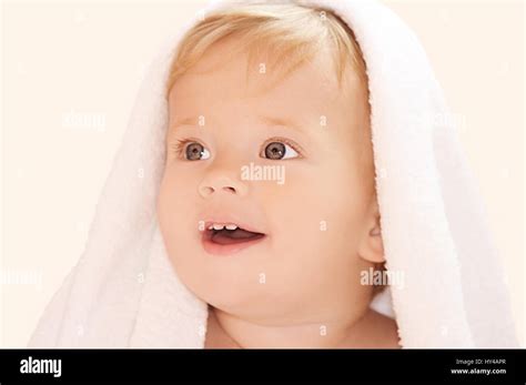 Little Boy With Towel Stock Photo Alamy