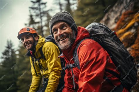 Premium AI Image | Adventurous seniors conquering mountain peaks in a